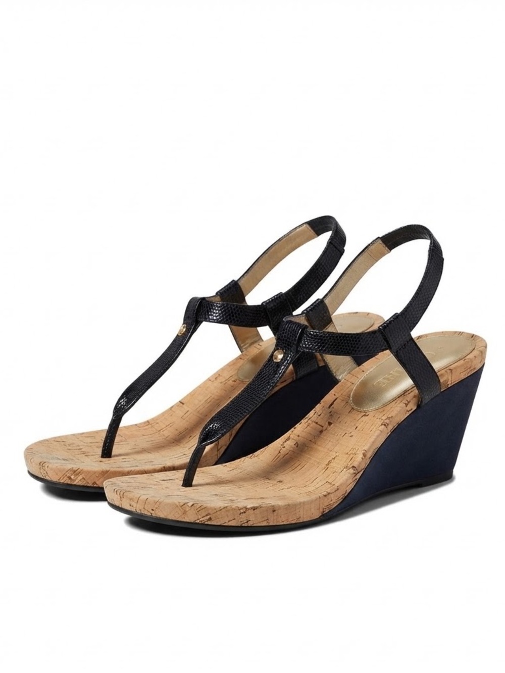 Chaps Black Strappy Sandals -Wedge Heel